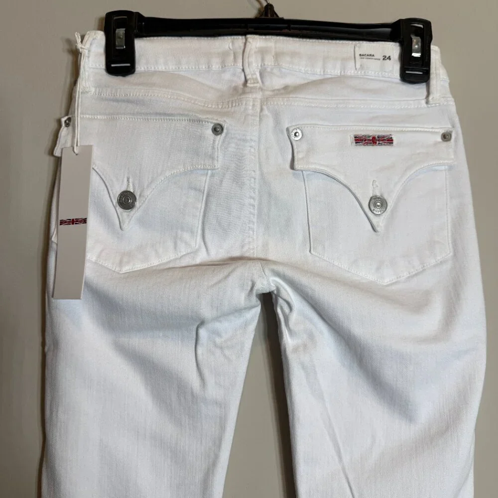 Hudson Bacara Low Rise Crop Straight Leg Cuffed Denim Jeans Women's 24 White NWT